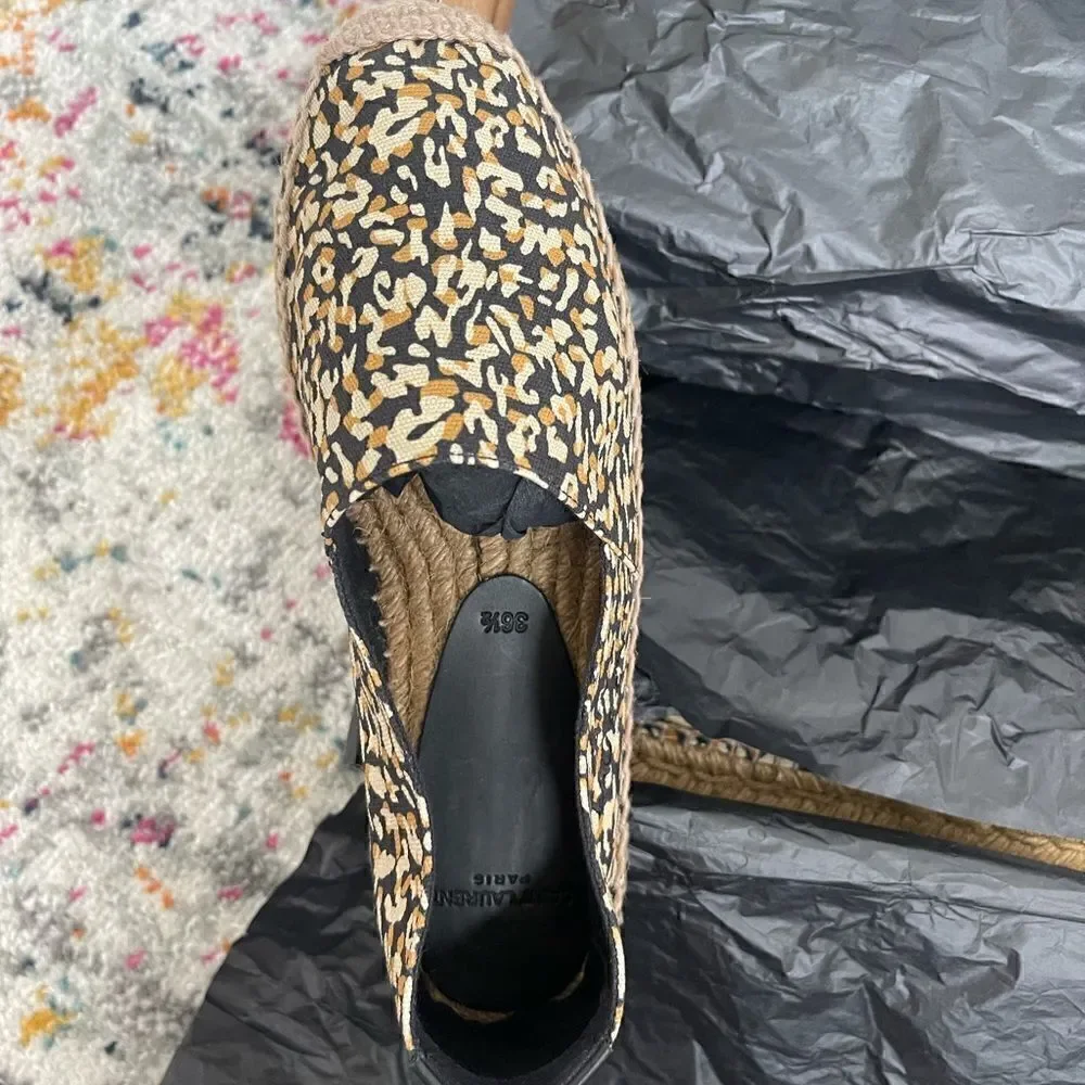 Saint Laurent leopard-print embroidered canvas espadrilles